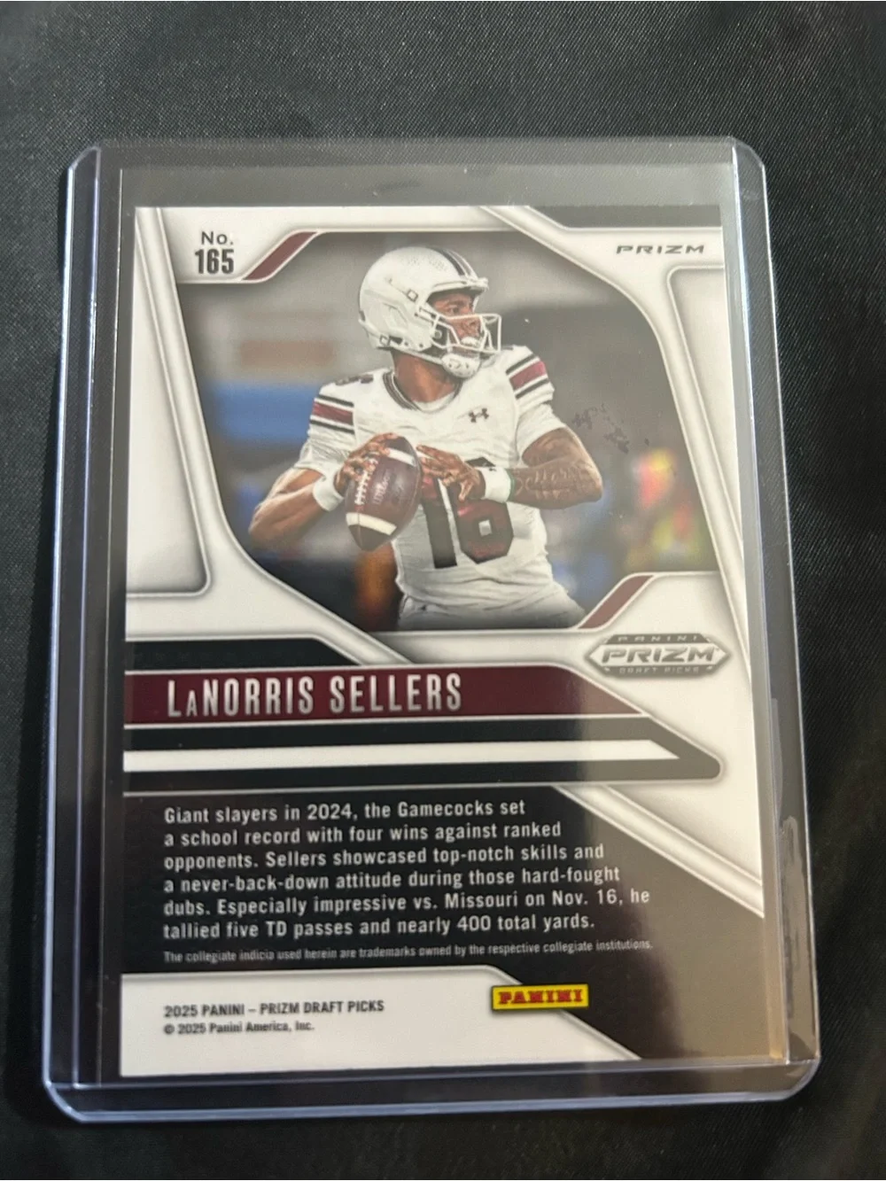 Panini Green & White Football Rookie Card in Protective Case